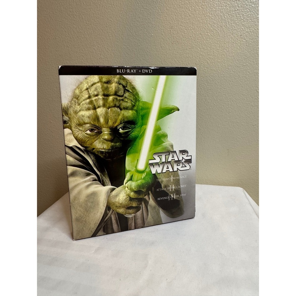 Star Wars Prequel Trilogy Episodes I-III Blu-ray DVD 6-Disc Set Yoda Slipcover